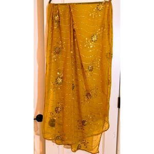 Classic Indian Dupatta Scarf Floral Sequins Hand Embroidery (scarf, veil, wrap)
